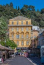 Street cafes in a mediterranean house in Nice France