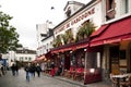 A street and cafes in Montmartre. Royalty Free Stock Photo