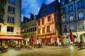 Street cafes in Nantes city at night, France