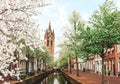 old town of Delft in spring, Holland Royalty Free Stock Photo