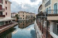 Street canals in Port France. Digital illustration in watercolor  painting style Royalty Free Stock Photo