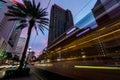 Street Car at Night on Canal Street in New Orleans Louisiana Royalty Free Stock Photo