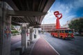 Street Car Tram and Torch of Friendship