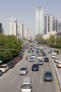 Street with cars in Wuhan of China