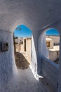 Street in the castle of Pyrgos Kallistis, Santorini island, Thira, Greece