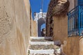 Street In the castle of Pyrgos Kallistis, Santorini island, Thira, Greece