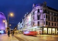 Street in the center of Katowice, Poland. The old and the new bu