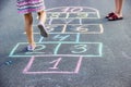 Street children`s games in classics. Selective focus. Royalty Free Stock Photo