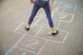 Street children`s games in classics. Selective focus Royalty Free Stock Photo