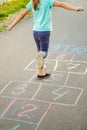 Street children`s games in classics. Selective focus Royalty Free Stock Photo