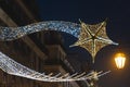 Street Christmas lights decorations, Lisbon, Portugal Royalty Free Stock Photo