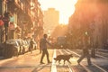 Street in the city center of Bordeaux, France. Royalty Free Stock Photo