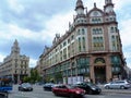 Street and cityscape of Budapest at the popular Ferenciek square. summer scene.