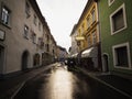 Street cityscape panorama historic architecture buildings in medieval town Lienz East Tyrol Austria Europe