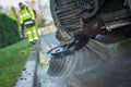 Street cleaner vehicle on road Royalty Free Stock Photo