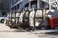 Street cleaner vehicle standing in the city Royalty Free Stock Photo