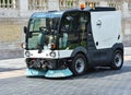 Street cleaner vehicle at work Royalty Free Stock Photo