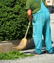 Street cleaner worker at work in the city Royalty Free Stock Photo