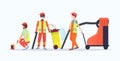 Street cleaners in uniform using different equipment mix race male workers team standing together cleaning service