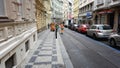 Street cleaning with a vacuum in Prague