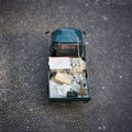 Street cleaning vehicle in the old town of Malcesine in Italy