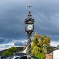 Street clock in the coastal town of Ullapool on the west coast of Scotland, UK. Royalty Free Stock Photo