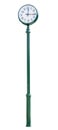 Street clock on green column. Royalty Free Stock Photo