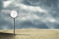 Street clock in the sand dunes. Cloudy sky. Time concept. Business. Lifestyle Royalty Free Stock Photo