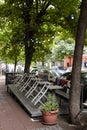 Street coffee bar pavement cafe with chairs and tables Royalty Free Stock Photo