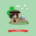 Street coffee concept vector illustration in flat style.