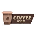 Street coffee house icon cartoon vector. Bean mug