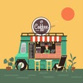 Street coffee shop flat style vector illustration design Royalty Free Stock Photo