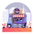 street coffee shop flat style vector illustration design Royalty Free Stock Photo