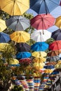 Street of umbrellas in nicosia on northen cyprus