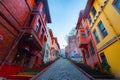 street coloured houses in the old town country - Balat in istanbul city