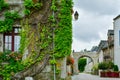 Street and colourful ancient houses in Rochefort-en-Terre, French Brittany Royalty Free Stock Photo