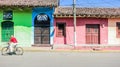 View of Street with colourful houses, Granada, founded in 1524, Nicaragua, Central America Royalty Free Stock Photo