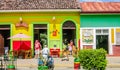 View of Street with colourful houses, Granada, founded in 1524, Nicaragua, Central America Royalty Free Stock Photo