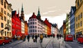 Street in Copenhagen, Denmark - Generative AI
