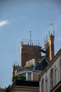 Street corner flat with balconey and chimneys Royalty Free Stock Photo