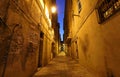 Street of Corsican city Bastia at night , Corsica island, France