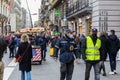 Street crowded with people with protective masks, in Naples, Italy