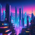 Street in a cyberpunk space wallpaper Scene of a futuristic city in pixel art wall Future era retro urban