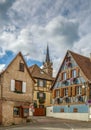 Street in Dambach la Ville, Alsace, France Royalty Free Stock Photo