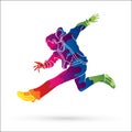 Street dance, B boys dance, Hip Hop Dancing action graphic vector Royalty Free Stock Photo