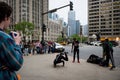 Street dance in Chicago. Dancers in the middle of Chicago