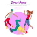 Street Dance Concept Flat Style Vector Web Banner