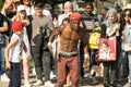 A street dancer doing a dance show in a Paris street, using children in the public Royalty Free Stock Photo