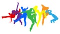 Dancers Silhouette Street Dance Poses Silhouettes Royalty Free Stock Photo