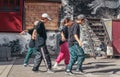 Street Dancers Outside a Shrine Royalty Free Stock Photo